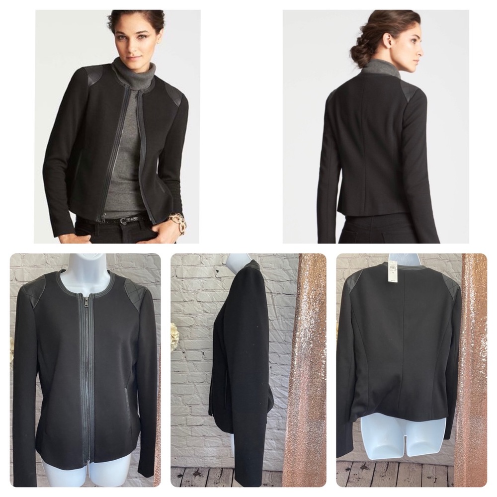 M - NWT Ann Taylor Faux Leather Quilted Shoulder Jacket - Style #308758